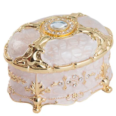 White Tin Alloy Oval Shape Music Box :  Unchained Melody • $58.89