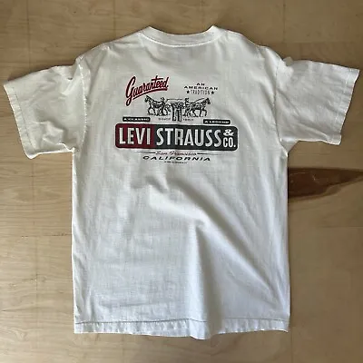 Vintage Levi Strauss Co 1993 Tee White T-Shirt USA Made Size XL • $54.88