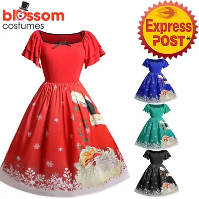$28.50 • Buy K955 Plus Size Santa Christmas Vintage Swing Flare Dress Up 50s Xmas Rockabilly