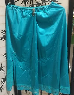 Vintage Vassarette~Half Slip Petticoat~Turquoise Blue Nylon~size XL~L~NEW~FreeSH • $45.95
