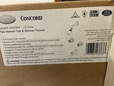 Concord Tub & Shower Faucet Chrome Finish 3 Handle Nib • $59.95