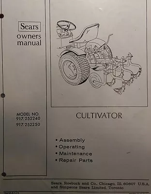 Sears Lawn Garden Tractor Cultivator & 3-Point Hitch Owner & Parts (2 Manuals) • $42.99