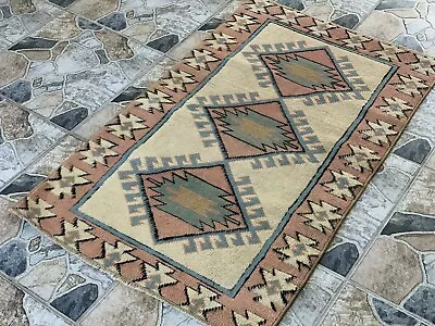 Vintage Turkish Oushak Rug | 2x4 Ft Antique Wool Handmade Farmhouse Small Rug • $132.99