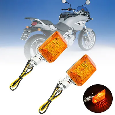 2x Motorcycle Mini Indicators Amber Turn Signal Lights For Harley Chopper Honda • $9.99