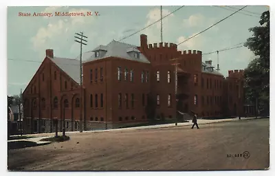 NY ~ State Armory MIDDLETOWN New York 1911 Orange County Postcard #1 Of 4 • $5.30