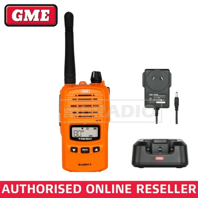 $249 • Buy Gme Tx6160xo 5 Watt Uhf Cb Handheld Radio Ip67, Desktop Charger, 240v Plugpack