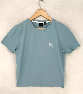 Hugo Boss Tee Mens Medium Slim Blue Crewneck Logo Casual Shirt Summer Blue • $12.99