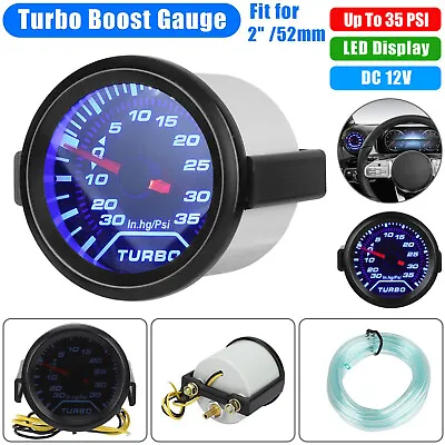 Universal Car LED PSI Turbo Boost Gauge Pressure Vacuum Smoked Face For 2  52mm • $16.48