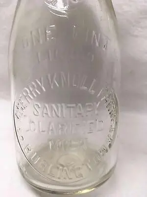 Cherry Knoll Farm South Burlington Vt Vermont Pint Milk Bottle Vtg Antique • $19.99