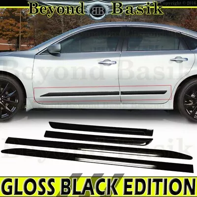 Fits 2013-2018 Nissan Altima GLOSS BLACK Side Door Body Side Moldings OE Style • $74.85