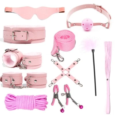 10 Pcs Bondage Beginners/Starter Kit/Pack Cuffs Restraint Fetish BDSM • $24.99