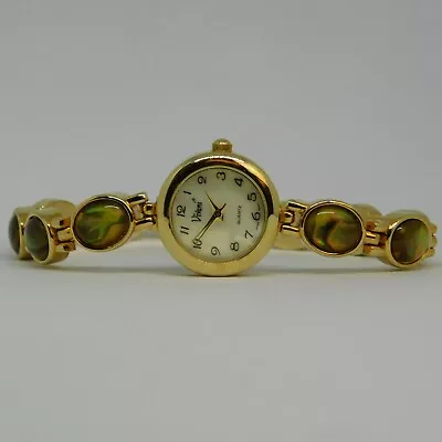 Vivani Gold Tone Mother Of Pearl Bracelet Women's Watch Sz. 7 1/4  New Battery • $18.99