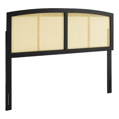Modway Halcyon Cane Rattan And Rubberwood King Headboard In Black • $169.99