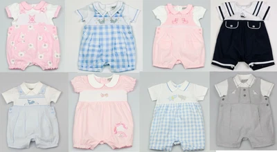 £12.95 • Buy Baby Boys Girls Spanish Blue Pink Smocked Dungarees Romper Summer Set Shorts New
