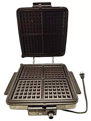 Vintage GE General Electric Griddle Iron Waffle Maker Baker Model A2G48T TESTED • $37.98