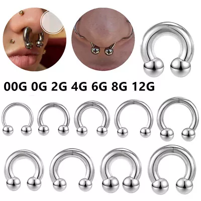 Big Gauge Stainless Steel Horseshoe Septum Rings Internal Threaded Nose Piercing • $7.19