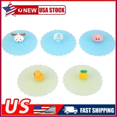 $5.90 • Buy Cartoon Silicone Cup Cover Heat Resistant Sealed Cap Leakproof Cups Lid