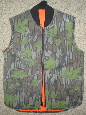 $22.95 • Buy SafTbak Hunting Vest Reversible Blaze Orange & Camo TREBARK Vintage USA Made M
