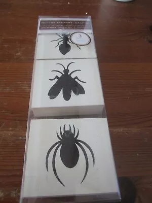 MARTHA STEWART CRAFTS Insects 3 Wood Mount Rubber Stamps Spider Ant Fly NIP • $3.95