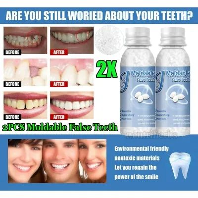 $10.95 • Buy 2xTemporary Tooth Repair Kit Fix Broken False Teeth Fill Gap Dental Denture Glue