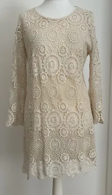 £14 • Buy Zara Cream Crochet /Lace Shift Dress Size XL