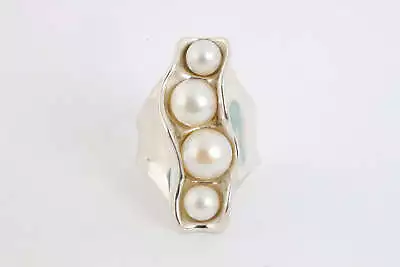 HG Hagit Gorali 925 Silver Pearl Ring Size 5 (11.28g.) • $110