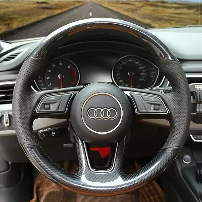 For Audi A4 (B9) Avant A5 (F5) Q2 A1 Hand Sewn Carbon Fiber Steering Wheel Cover • $58.74