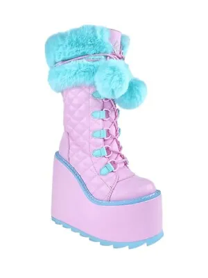 Yru Shoes - Dune Fur - Pink/bb Blue Platform Boots - Bnwt - Au9 • $120