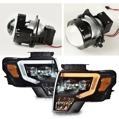 Fit For 2009-2014 Ford F-150 Dual LED Projector Black Headlights Left+Right  • $215.80