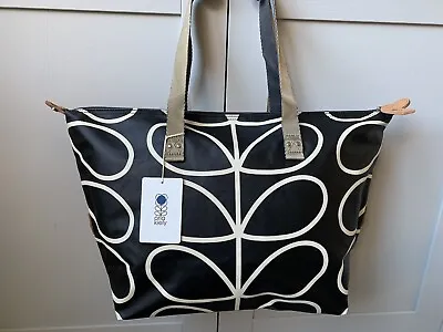 Orla Kiely Black Stem Laminated Shopper Tote Shoulder Bag BNWT • £150