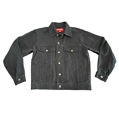 Vintage Wrangler Jacket Men’s S Black Denim Trucker Jean 80s Red Tag 100% Cotton • $44.89