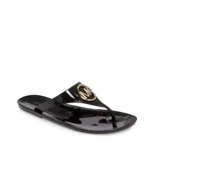 New Michael Kors Lillie Jelly Thong Sandals Flip Flops Size 8 Black • $61.99