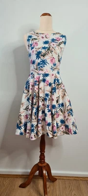 $29 • Buy Caroline Morgan Womens Floral Fit And Flare Dress Size 10 Cotton Elastane 