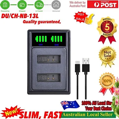 SLIM Dual Battery Charger For Canon NB-13L PowerShot G7 X Mark II G9 X Mark • $23.90