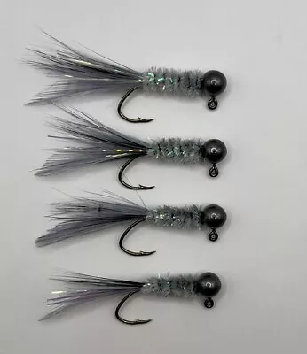 Hand Tied Feather Tail Crappie Jigs Shiner Gray And Smoke 1/16th Ounce New • $6.50
