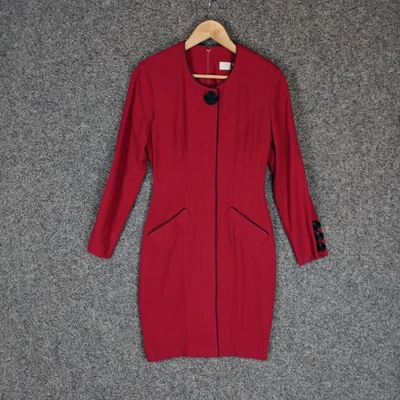$34.95 • Buy Cue Design Womens Dress Size 8 Long Sleeve Pockets Round Neck Shoulder Pads