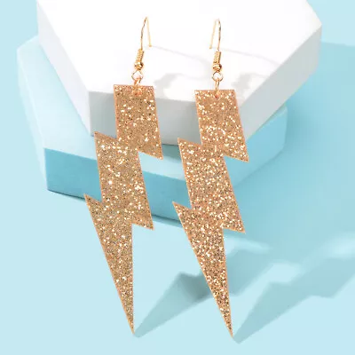 Sparkling Retro Party Acrylic Exaggerated Women Lightning Bolt Dangle Earrings • $2.98
