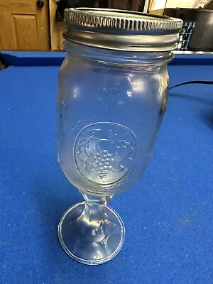 Kerr Mason Canning Jar Wine Glass Gold Lid Goblet Stem Candle Holder • $5