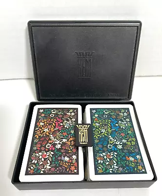 KEM Plastic Playing Cards 2 Decks Floral Design Black Plastic Case *read • £13.51