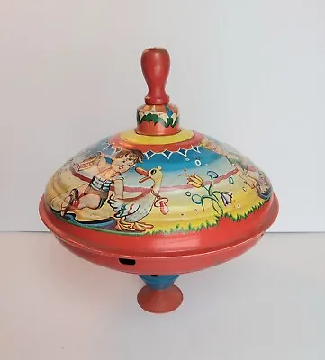 💚Vtg CHORAL Metal Spinning Top Germany Large Size Free Standing Works Toy • $12