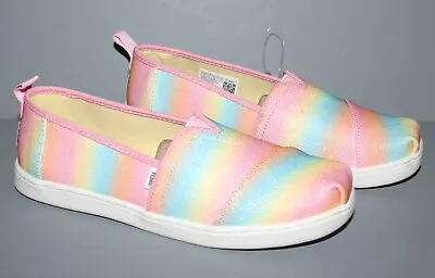 TOMS Alpargata Candy Pink Gradient Glitter Shoes Youth Size 4 Womens 5.5  Defect • $17.99