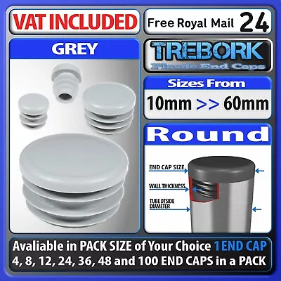 Grey Round Tube Inserts Plastic End Caps Bungs Blanking Furniture Chair Feet Leg • £54.40