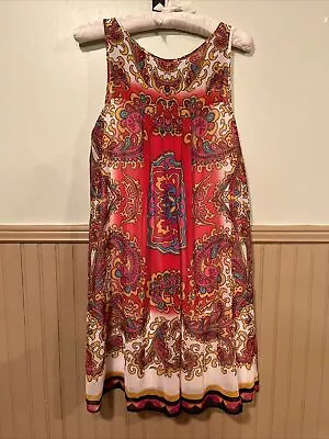 Rubber Ducky Productions Paisley Multicolor Sleeveless Dress Size M~USA~~~C7 • $12.50