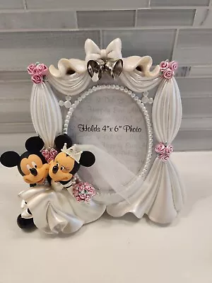 Mickey & Minnie Mouse Bride & Groom 4x6 Wedding Photo Picture Frame Disney Parks • $30