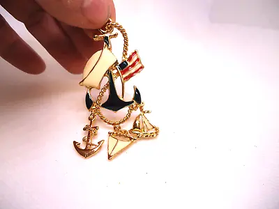 Vtg Nos Gold Tone Enamel Anchor Charms  Pendant/pin • $1