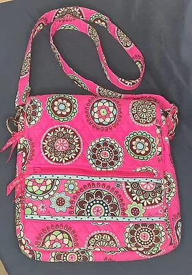 Vera Bradley Messenger Laptop Crossbody Bag Fusha Pink Multi Color Purse • $12.99