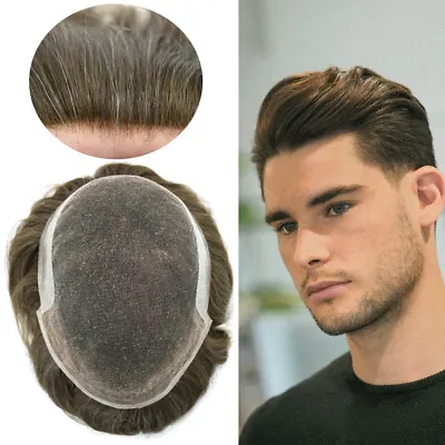 French Lace Front Mens Toupee Poly Pu Hairpiece Natural Hair Replacement Systems • $219