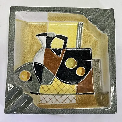 $58 • Buy Vintage MCM Alvino Bagni Ashtray For Raymor Ceramic Cubist Green Yellow Black
