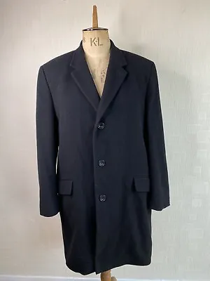 Karl Jackson Wool Cashmere Coat Black Large Winter Button Smart Formal Pockets • £45