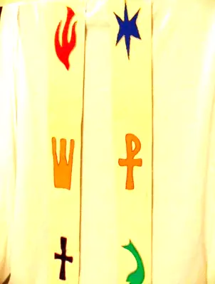 Clergy /  Minister's Off-white Heavy Liturgical  Stole With Various Christian • $12.99